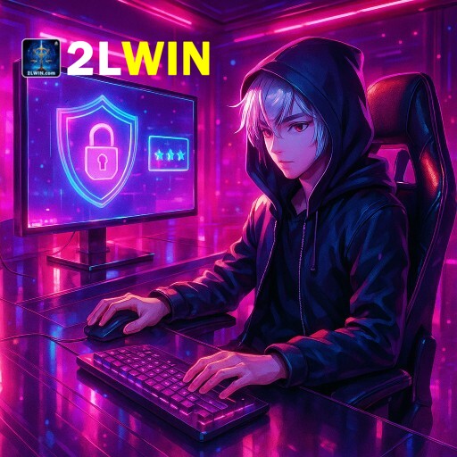 Imagem promocional da 2LWIN mostrando login rápido e ambiente protegido para o usuário